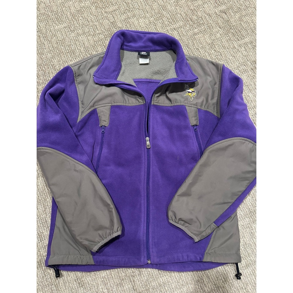 NFL Team Apparel Minnesota Vikings Fleece Jacket Mens Medium Purple Grey Zip